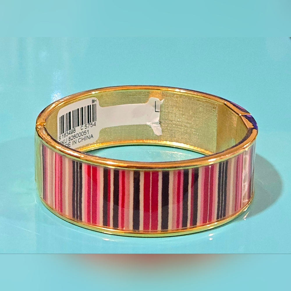 LOFT‎ Ann Taylor Colorful Striped Enamel Hinged Bangle Bracelet NWT